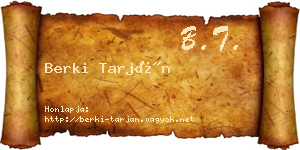 Berki Tarján névjegykártya